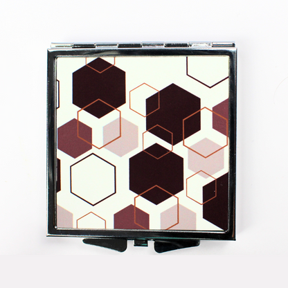 Compact Travel Mirror | Handheld Mirror | Geometric Shapes | Dual Mirror