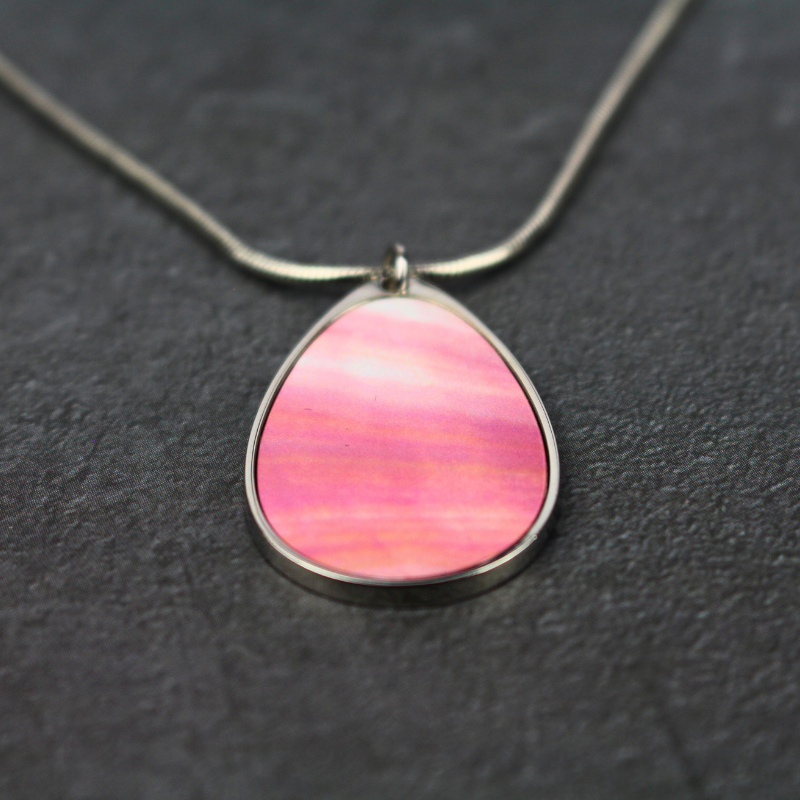Teardrop Necklace - Pink Shell