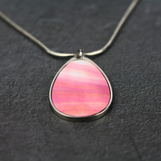 Teardrop Necklace - Pink Shell