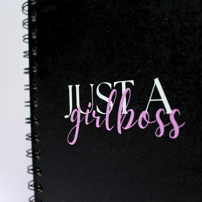 A5 Notebook | Just a Girl Boss | Journal | Diary | Black, White & Purple 