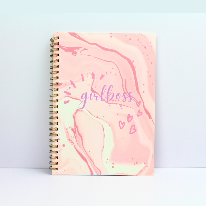 Notebook | Notebook Gift | Girlboss Pink Marble Notebook | Lined Book | Journal | Diary | Girly Diary