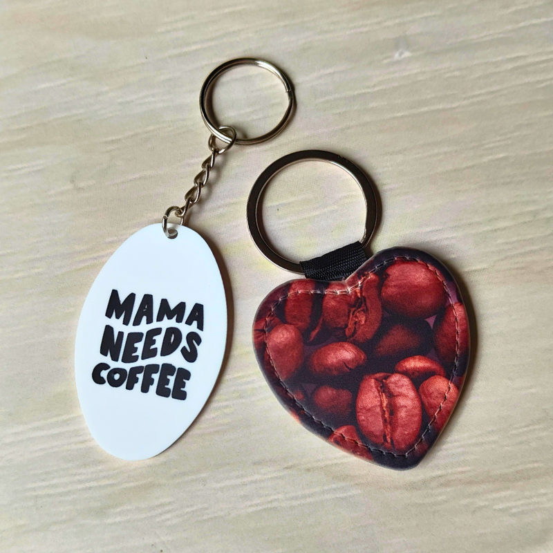 Coffee themed novelty keyrings