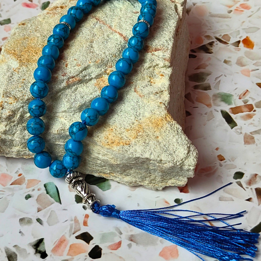 Blue stone-look 33 count Islamic prayer beads.