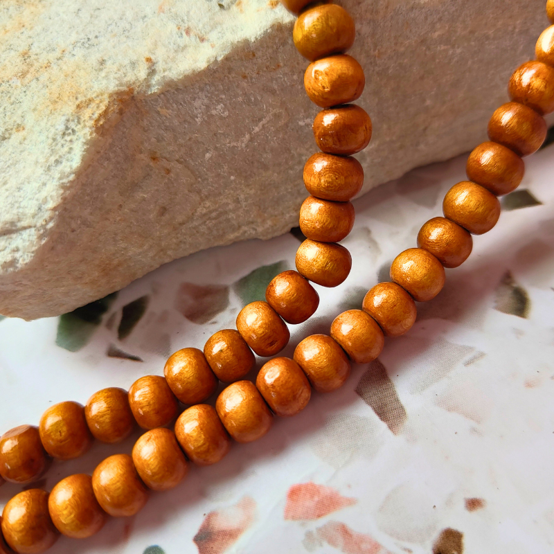 Light wooden 99 bead Islamic prayer beads. Tasbih 99 count prayer beads with tassel.