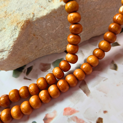 Light wooden 99 bead Islamic prayer beads. Tasbih 99 count prayer beads with tassel.