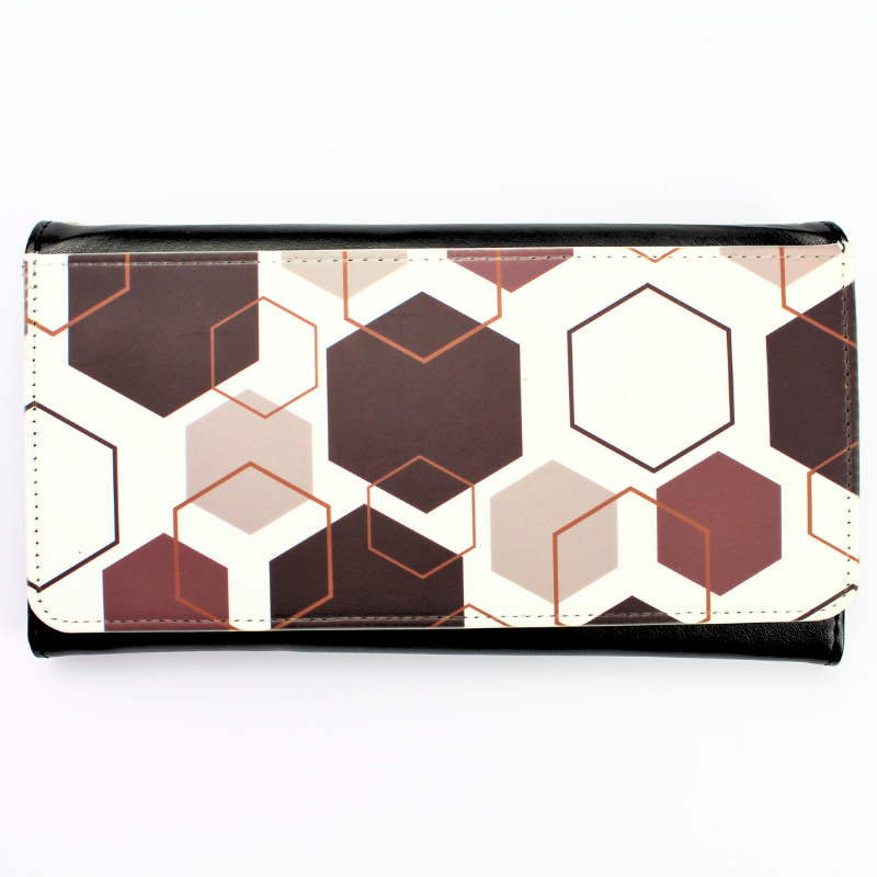 Vegan Leather Purse - Brown Geo Shapes