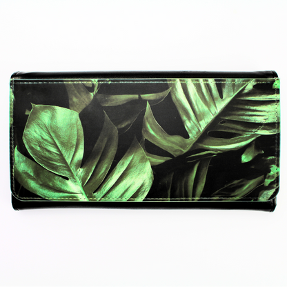 Leather Purse | Vegan Leather Wallet | Wallet Clutch | Palm | Leaves | Front Flap Purse