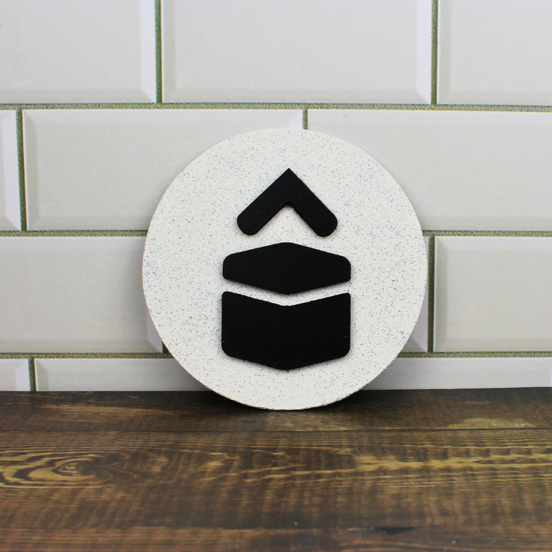 Wooden Kaaba sign with black Kaaba wooden qibla directional sign