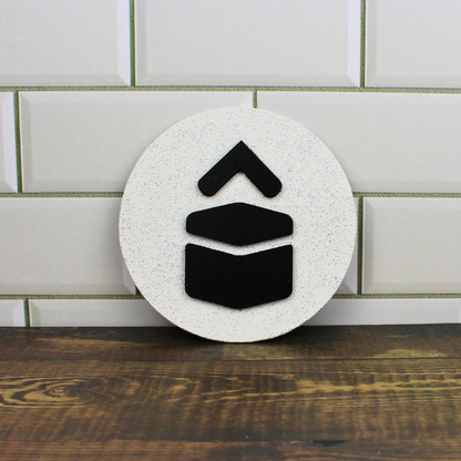 Wooden Kaaba sign with black Kaaba wooden qibla directional sign