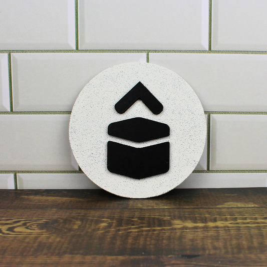 Wooden Kaaba sign with black Kaaba wooden qibla directional sign