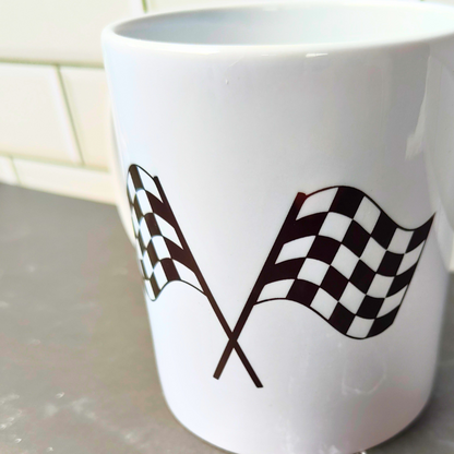 Ceramic racing flags mug for every racing enthusiast. The perfect gift, made in Australia.