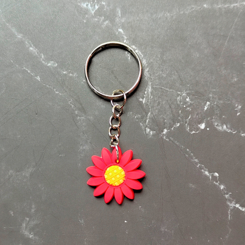 Red and yellow sunflower keyring.