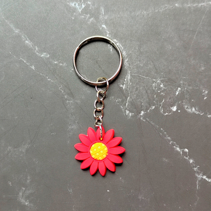 Red and yellow sunflower keyring.