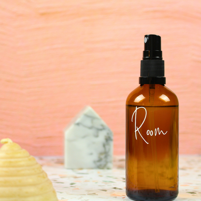 Amber Glass Refillable Bottle 100ml with Spray Atomiser For Room Spray