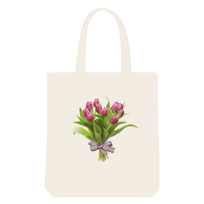 Classic tote bag with cute roses bunch design. Reusable and washable - the perfect tote for beach days.