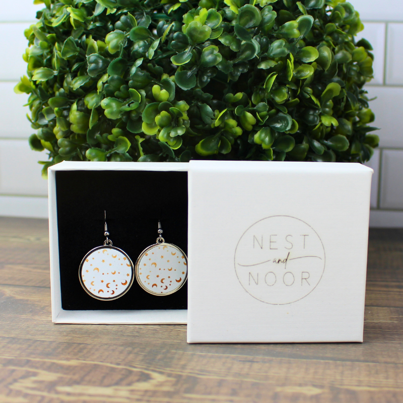 Round Earrings - Moons & Stars