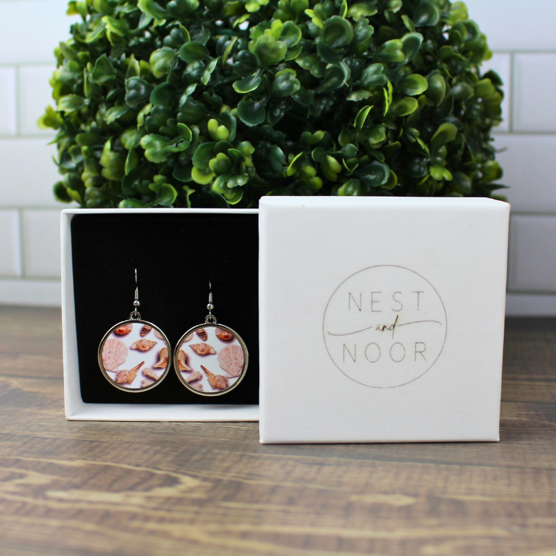 Round Earrings - Beach Shells
