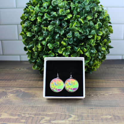 Round Earrings - Opal Print