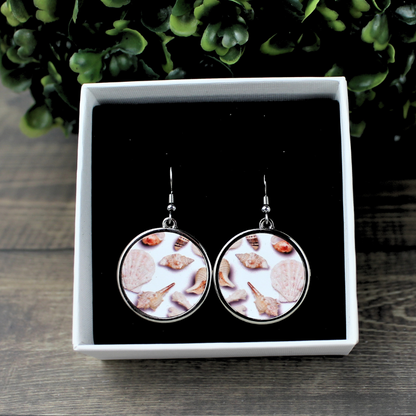 Round Earrings - Beach Shells