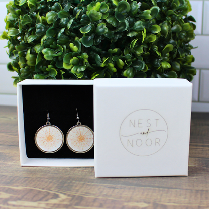 Round Earrings - Gold Geo Star