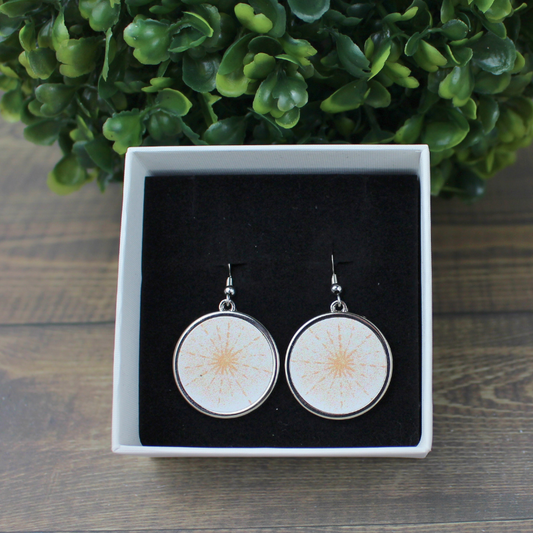Gold Geo Star Round Stainless Steel Earrings
