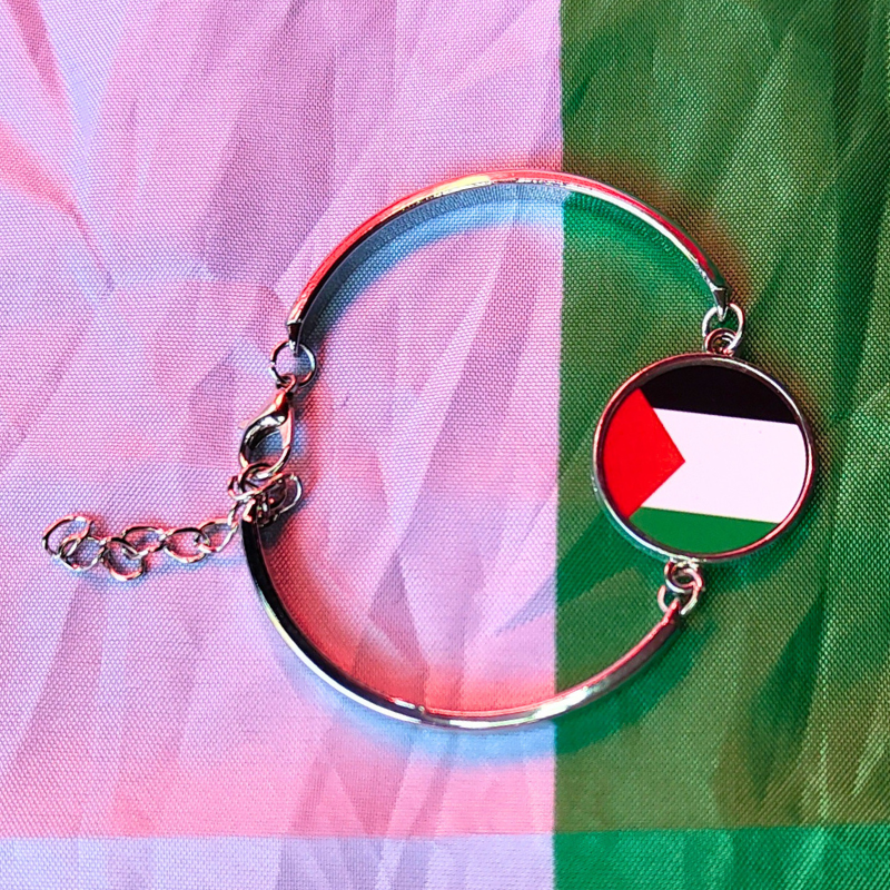 Silver-look Palestine flag bracelet - raise money for Gaza charity.