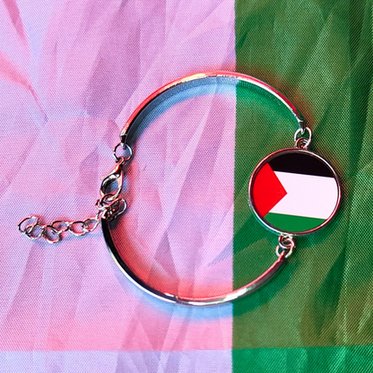 Silver-look Palestine flag bracelet - raise money for Gaza charity.