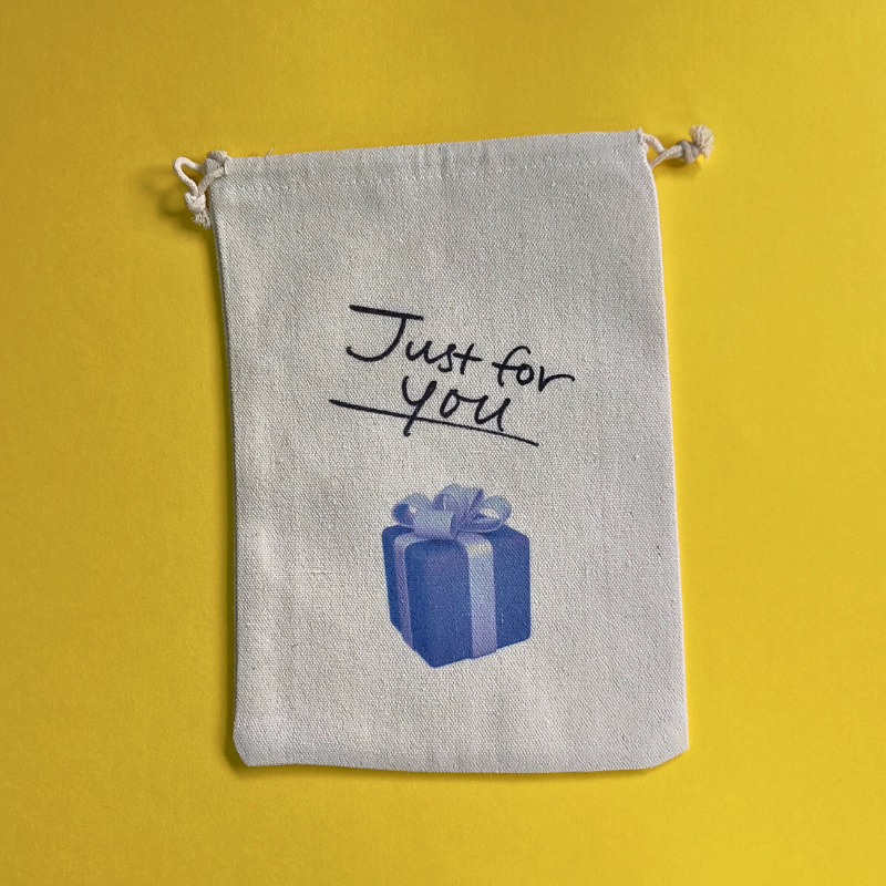 Small canvas drawstring gift bag - Just for you. Gift bags for men.