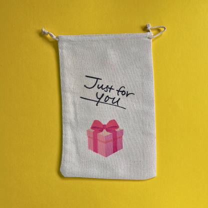 Just for you small reusable drawstring gift bag for her. Pink.