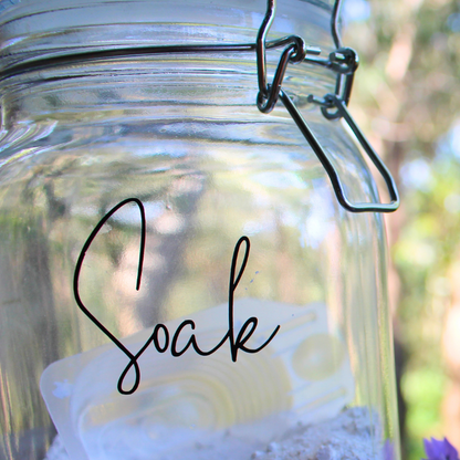 Soak labelled glass jar | Nest and Noor | Islamic and Muslim friendly home decor and gifts