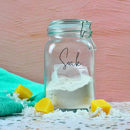 Refillable Glass Laundry Storage Jar with Soak Label
