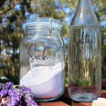 Soak and Soften Refillable Glass Laundry Storage Jars