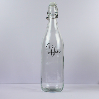 1L Glass Bottle with Clip Top Lid, Soften Label for Fabric Softener