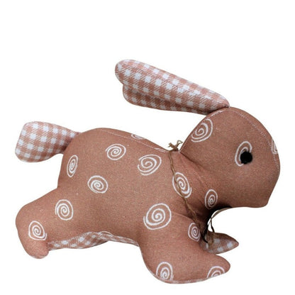 Discover our collection of handmade Organic and Eco-Friendly Stuffed Bunny Toys. Rabbit on white background.