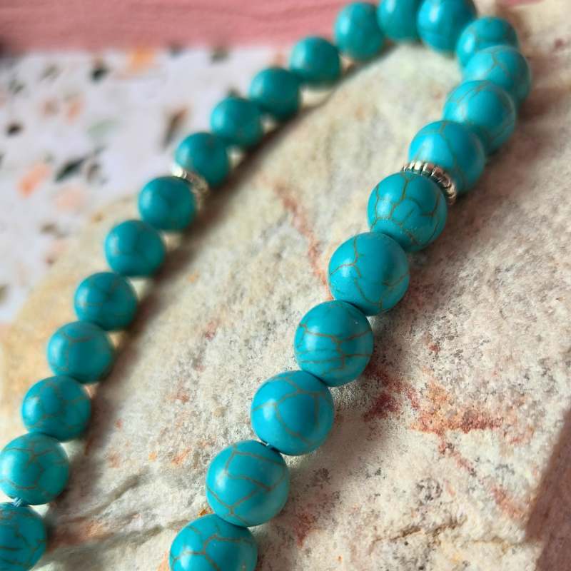 Teal, stone-look 33 count Islamic prayer beads, Tasbih.