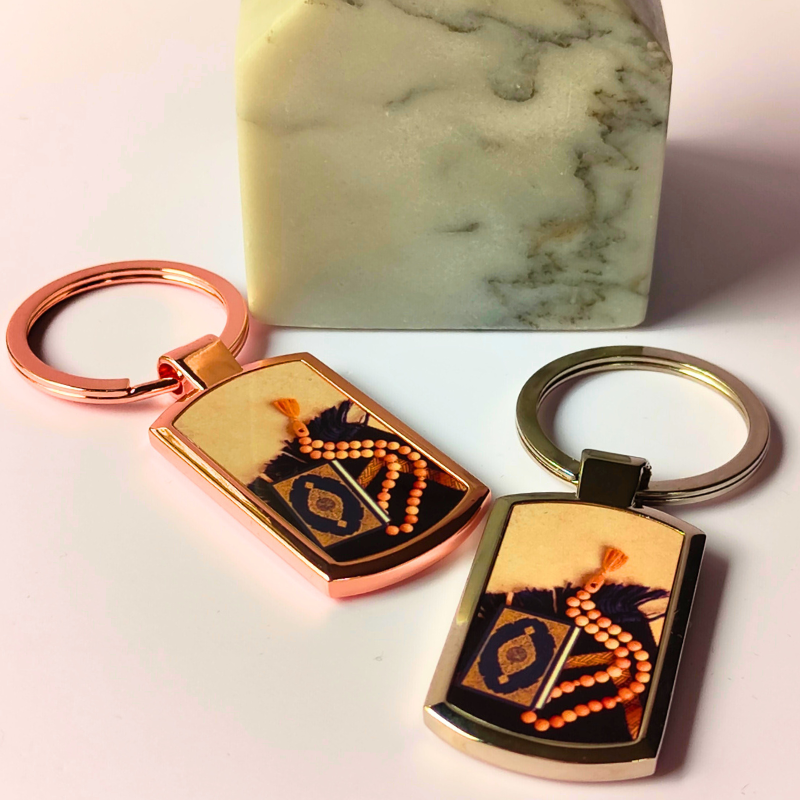Islamic tasbih and prayer mat keyrings. Islamic themed keyrings made in Australia.