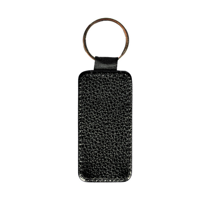 Vegan PU Leather keyrings back reverse side - black.