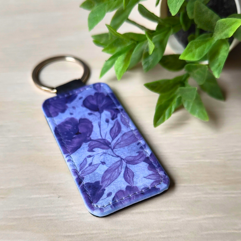 Purple Florals Print Keyring