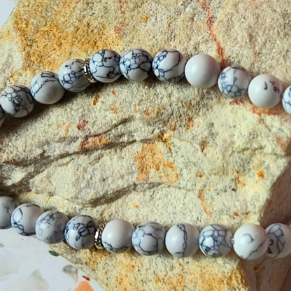 33 bead Islamic prayer beads. White stone-look Tasbih, 33 count with white tassel.