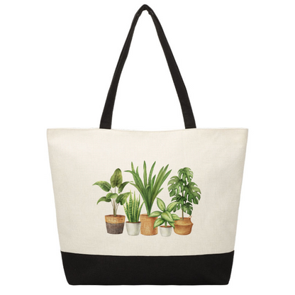 Zip Jute Tote - Plants 1
