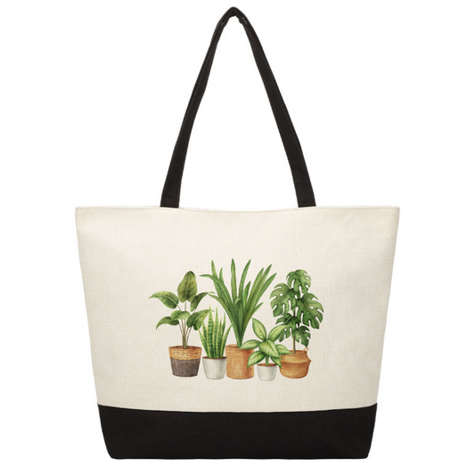 Zip Jute Tote - Plants 1
