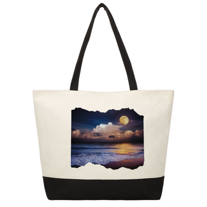 Zip Jute Tote - Moon