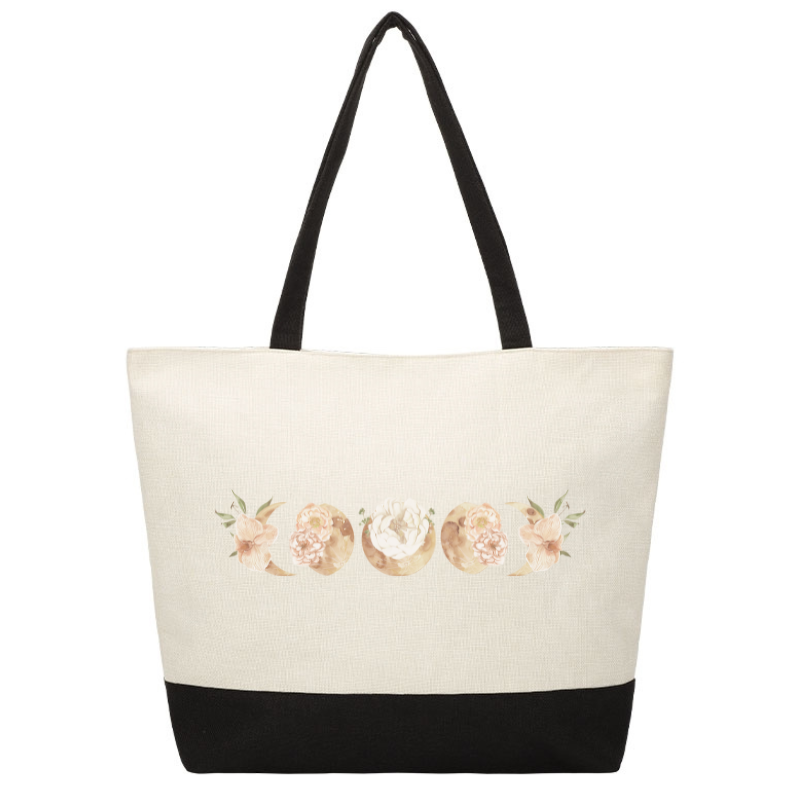 Zip Jute Tote - Moon Phases