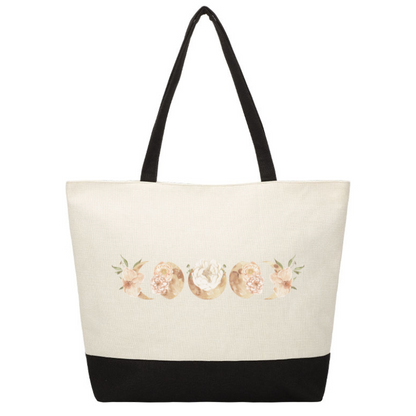 Zip Jute Tote - Moon Phases