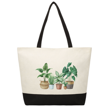 Zip Jute Tote - Plants 2