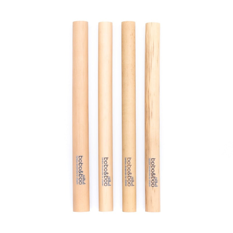 BamBOO Reusable Straws. Pack of 4 straws, displayed flat on a plain white background.