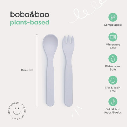 Free from melamine, and biodegradable and compostable, our plant-based spoon and fork cutlery set makes mealtimes (and sneaky snacks) way more fun! Cutlery set measurements and information.