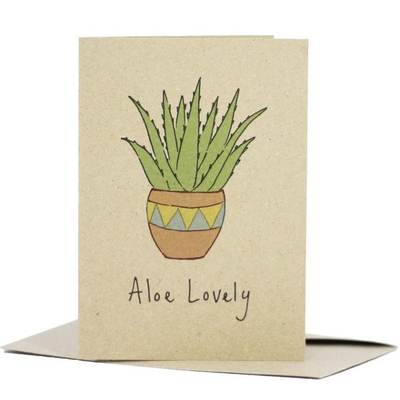 Environmentally Conscious Greeting Cards: Hand-Illustrated and Printed on 100% Recycled Materials. Aloe lovely design
